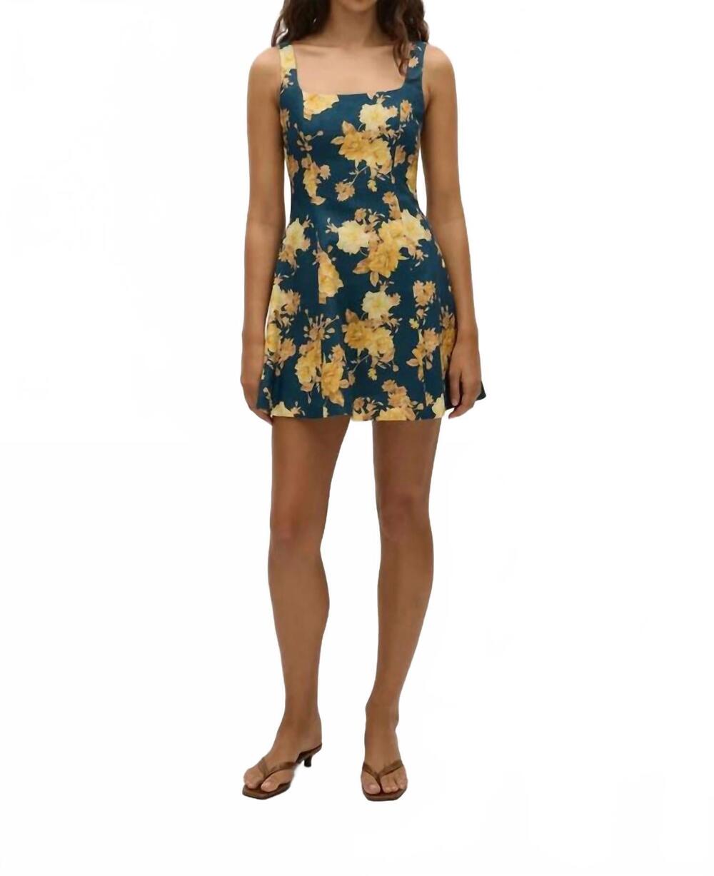 NEW FAITHFULL THE BRAND felice mini dress in nora floral navy